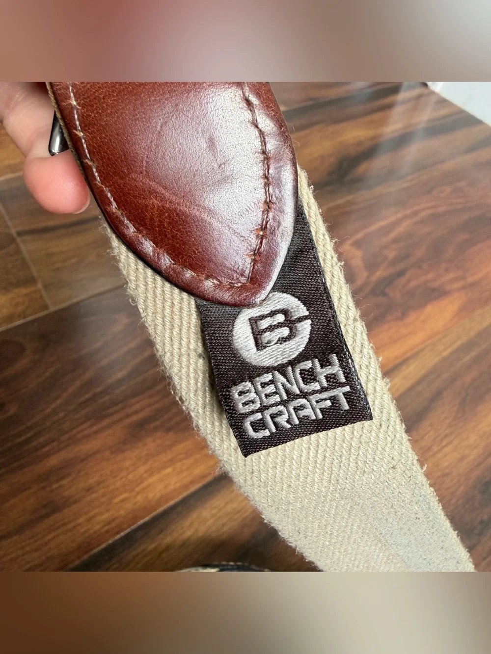 Bench Craft Leather and Cotton Webbing Belt Made in Canada Size 34